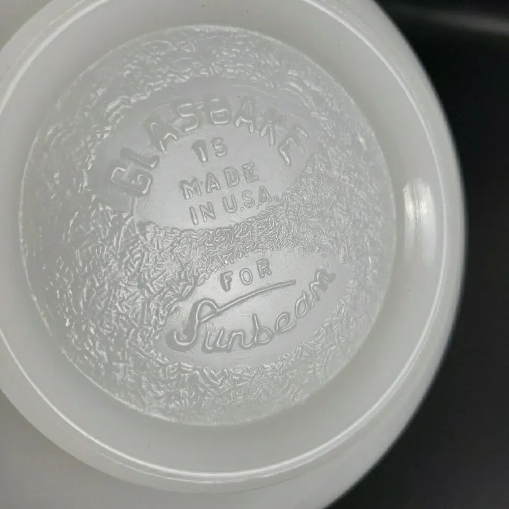 Glasbake Mixing Bowl 15 for Sunbeam Spout Mixer Milk Glass USA Vintage MCM